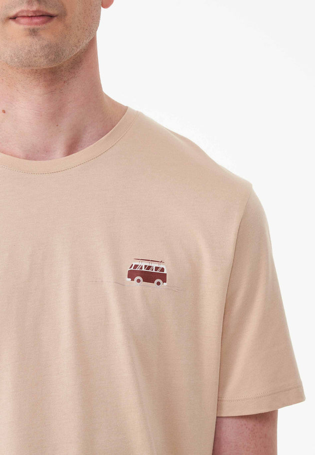 Heren Modalmix Kleinbus T-shirt Soft Beige