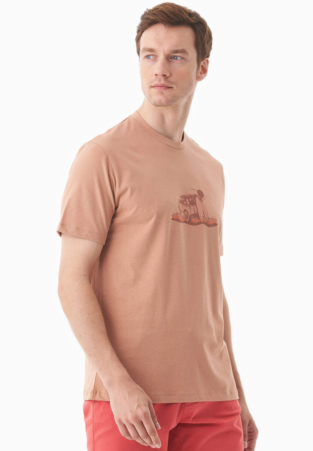 Heren Sunset Surf T-shirt Tan
