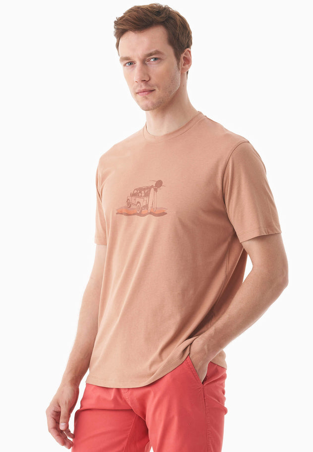 Heren Sunset Surf T-shirt Tan