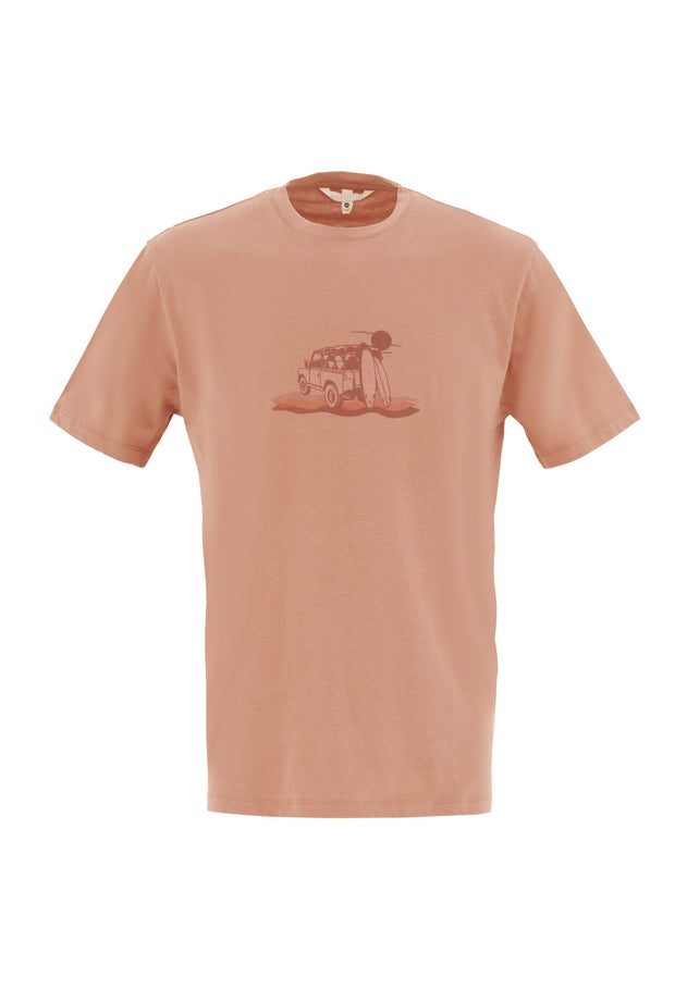 Heren Sunset Surf T-shirt Tan