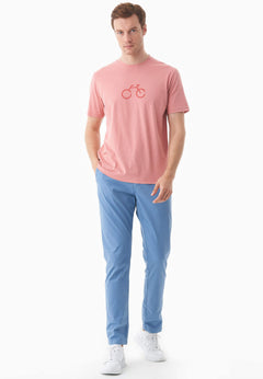 Heren Fietsprint T-shirt Flamingo Pink