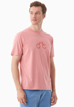 Heren Fietsprint T-shirt Flamingo Pink
