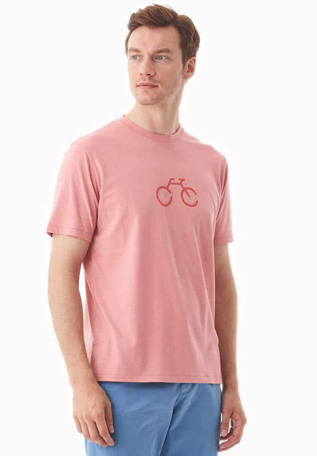 Heren Fietsprint T-shirt Flamingo Pink