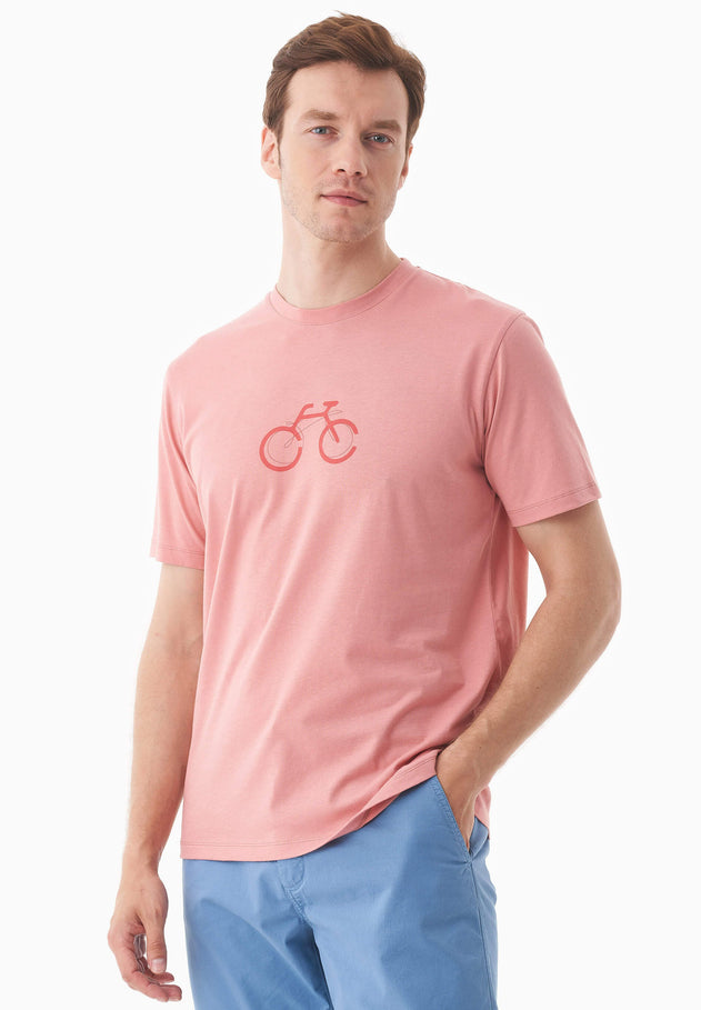 Heren Fietsprint T-shirt Flamingo Pink