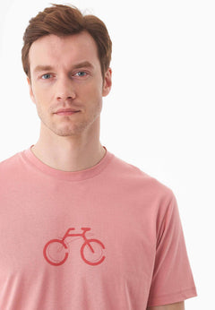 Heren Fietsprint T-shirt Flamingo Pink