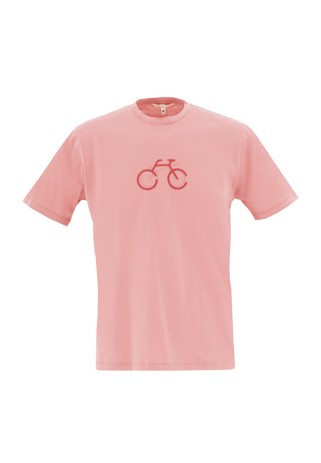 Heren Fietsprint T-shirt Flamingo Pink