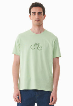 Heren Fietsprint T-shirt Foam Green