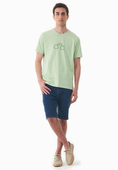 Heren Fietsprint T-shirt Foam Green