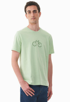 Heren Fietsprint T-shirt Foam Green