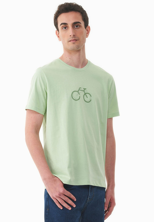 Heren Fietsprint T-shirt Foam Green