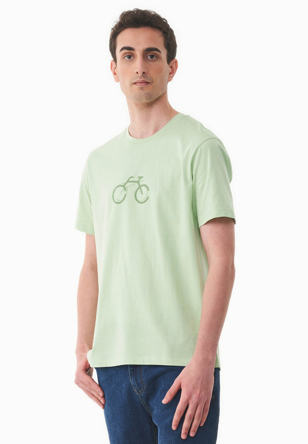 Heren Fietsprint T-shirt Foam Green