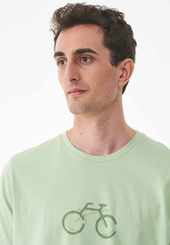Heren Fietsprint T-shirt Foam Green