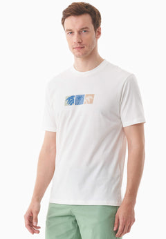 Men's Palm Tree Print Organic Cotton T-Shirt Off White