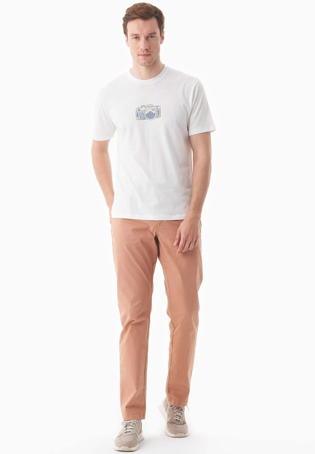 Heren Camera T-shirt Gebroken wit