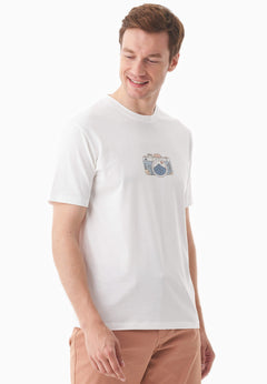 Heren Camera T-shirt Gebroken wit