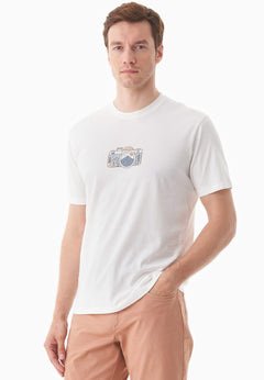 Heren Camera T-shirt Gebroken wit
