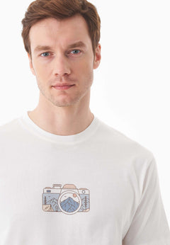 Heren Camera T-shirt Gebroken wit