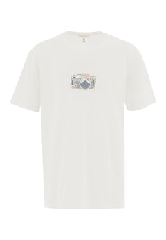 Heren Camera T-shirt Gebroken wit