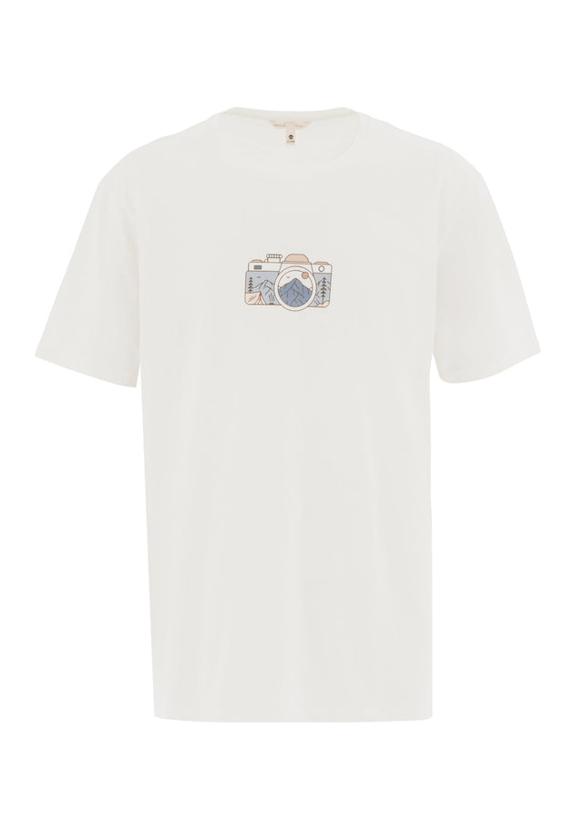 Heren Camera T-shirt Gebroken wit