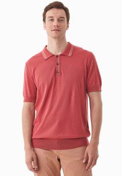 Heren Gebreid Poloshirt Radiant Red