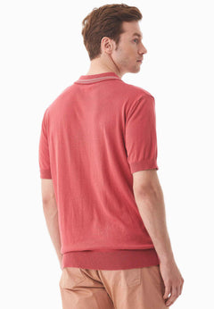 Heren Gebreid Poloshirt Radiant Red