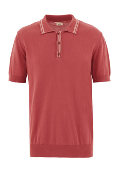 Heren Gebreid Poloshirt Radiant Red