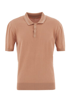 Heren Gebreid Poloshirt Tan