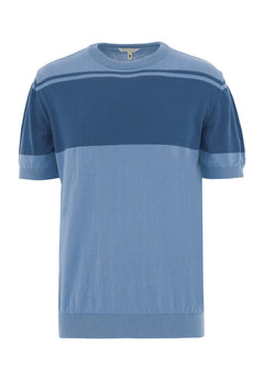 Heren Gebreid T-shirt Coronet Blue / Light Navy
