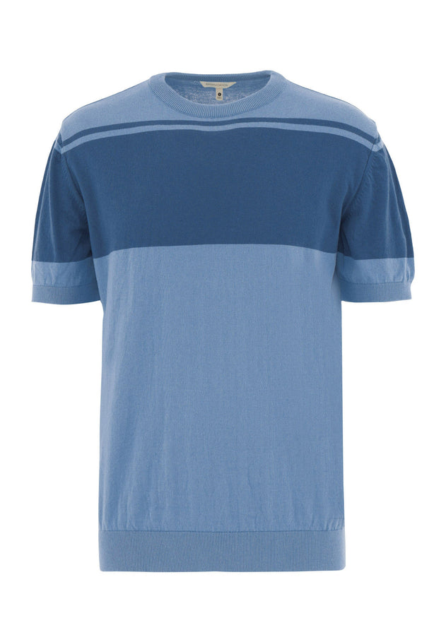 Heren Gebreid T-shirt Coronet Blue / Light Navy