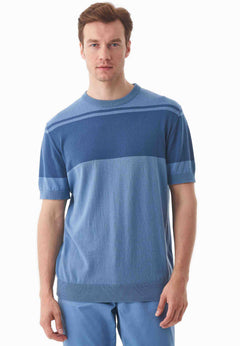 Heren Gebreid T-shirt Coronet Blue / Light Navy