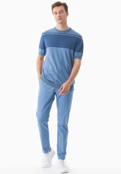 Heren Gebreid T-shirt Coronet Blue / Light Navy