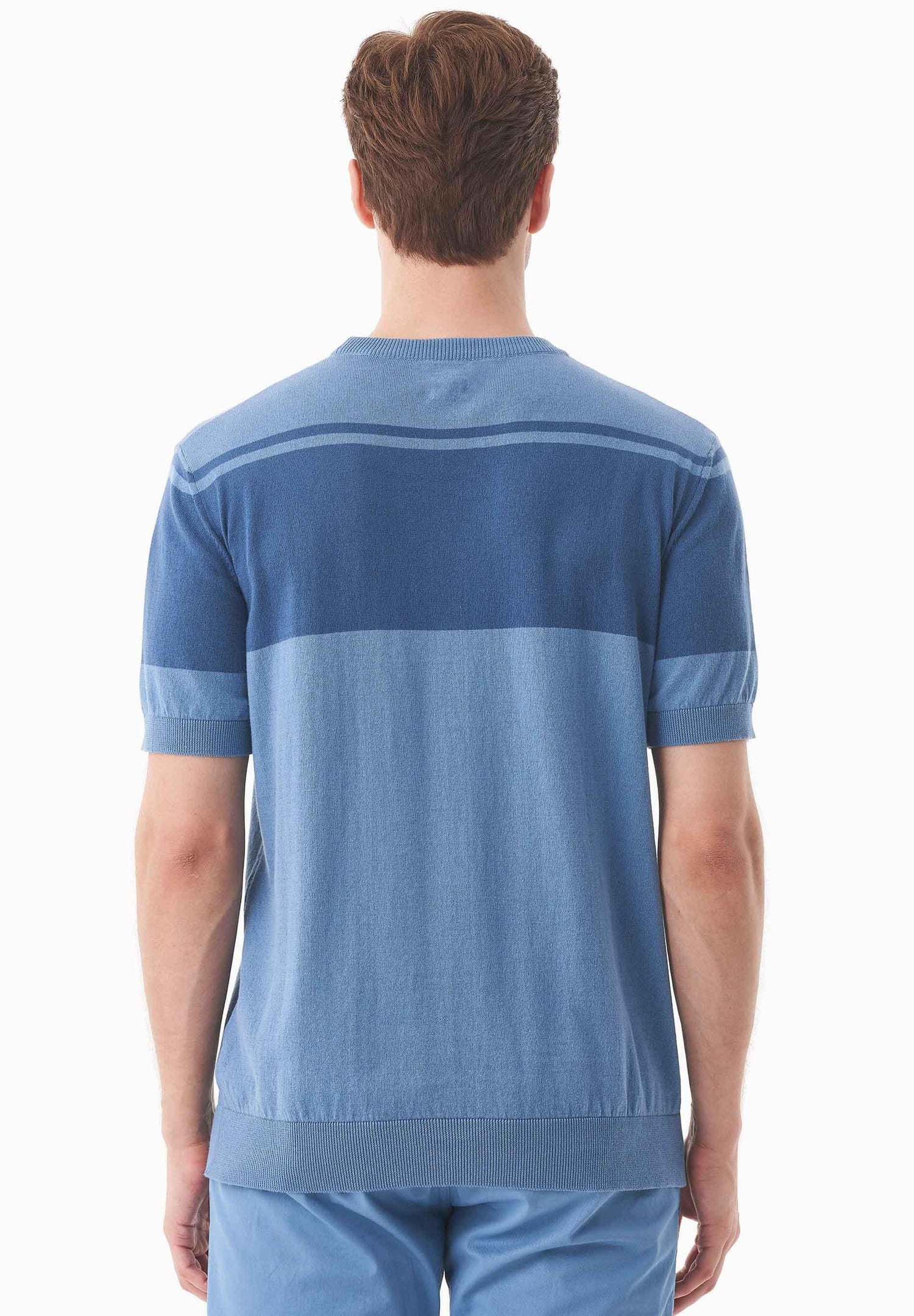 Heren Gebreid T-shirt Coronet Blue / Light Navy