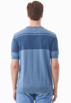 Heren Gebreid T-shirt Coronet Blue / Light Navy