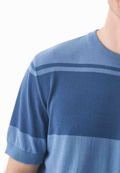 Heren Gebreid T-shirt Coronet Blue / Light Navy