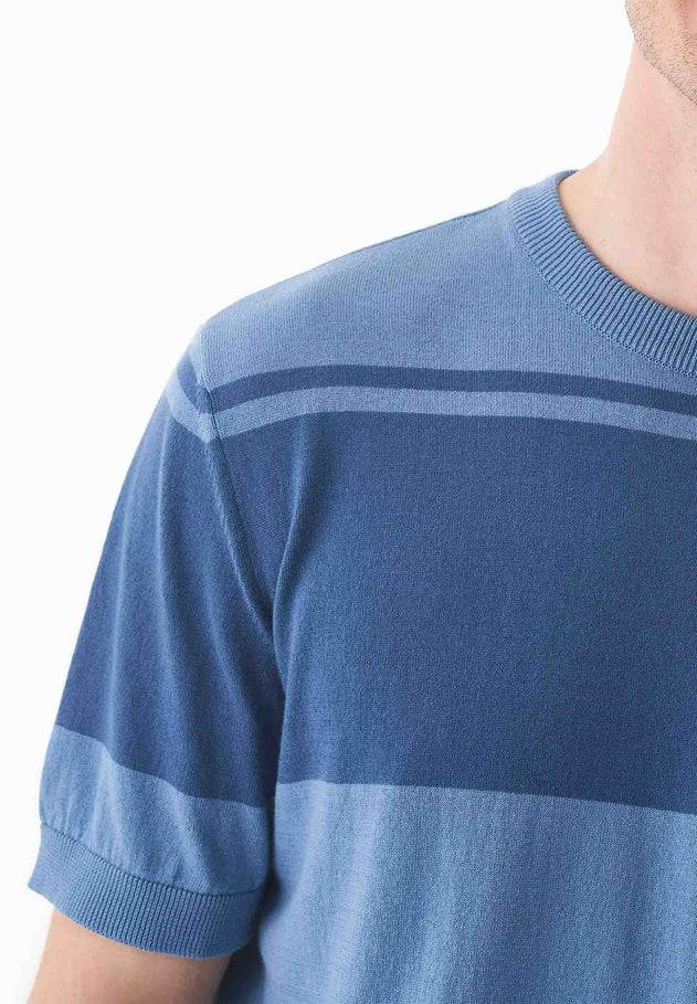 Heren Gebreid T-shirt Coronet Blue / Light Navy
