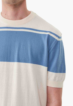 Heren Gebreid T-shirt Ecru / Coronet Blue