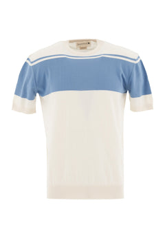 Heren Gebreid T-shirt Ecru / Coronet Blue