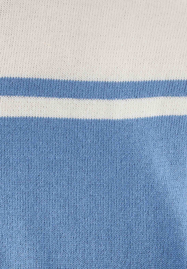 Heren Gebreid T-shirt Ecru / Coronet Blue
