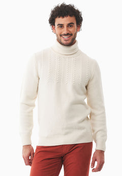 Men's Wool Blend Turtleneck Sweater Off White