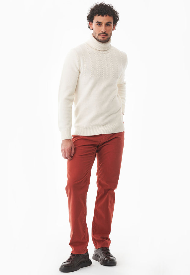 Men's Wool Blend Turtleneck Sweater Off White