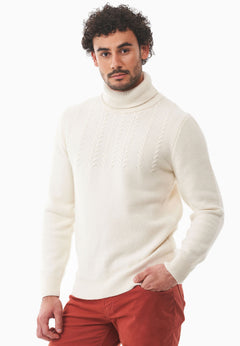 Men's Wool Blend Turtleneck Sweater Off White