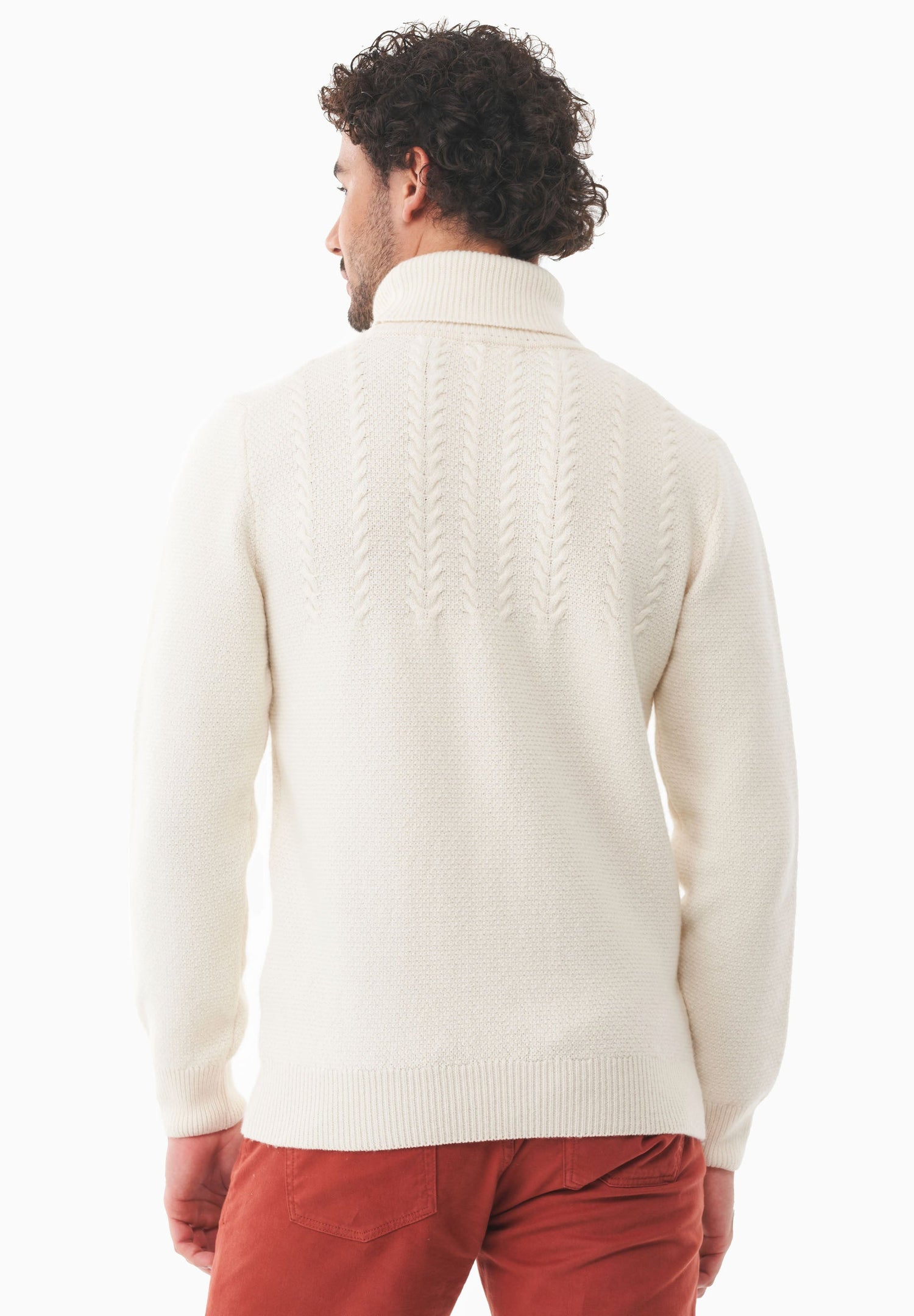 Men's Wool Blend Turtleneck Sweater Off White
