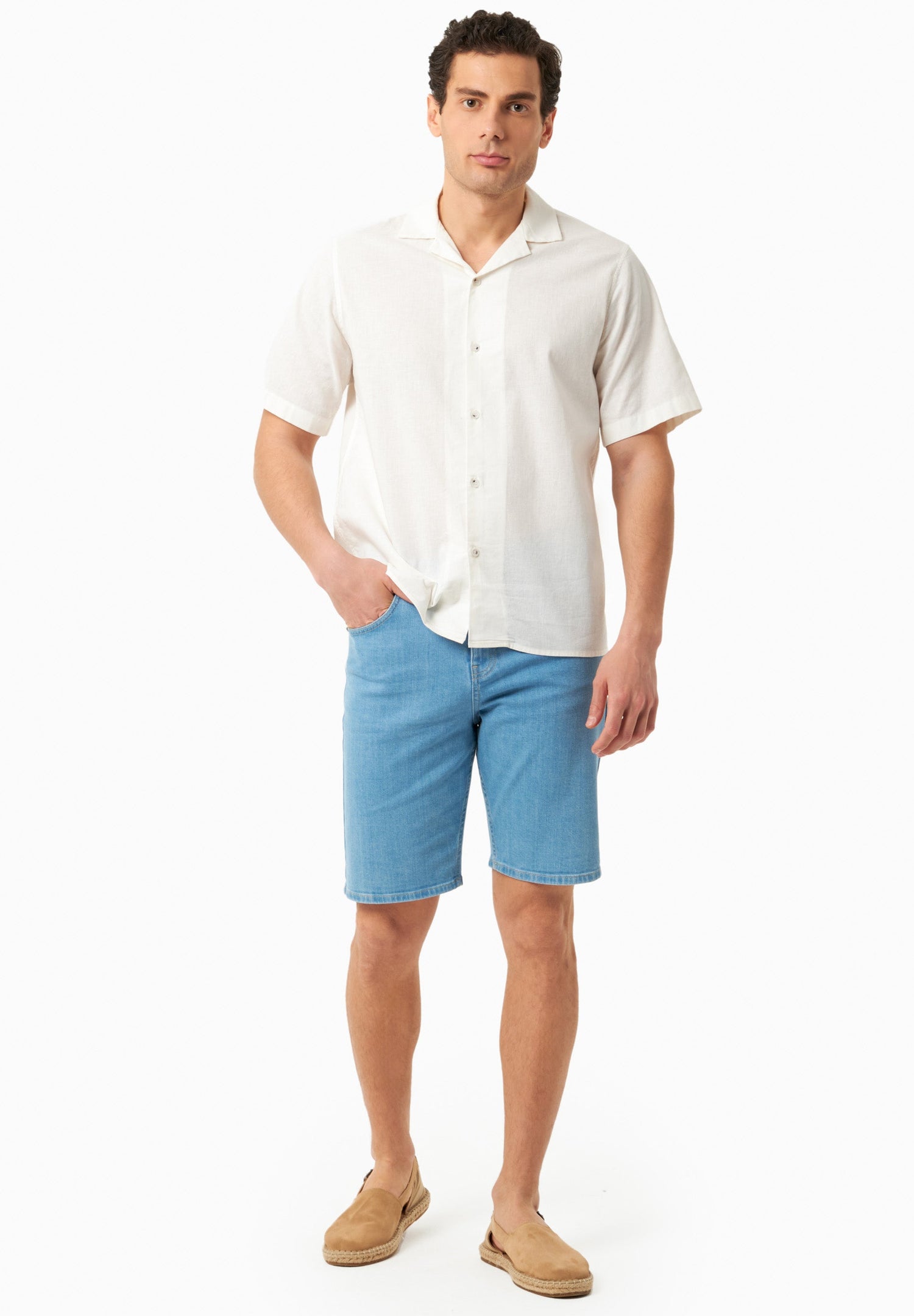 Heren Denim Bermudashort Lichtblauw