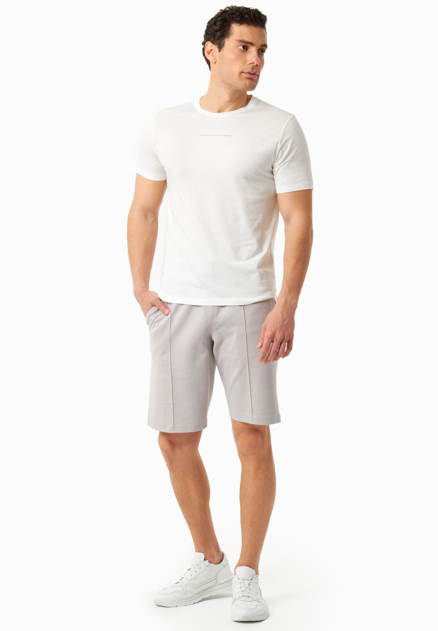 Heren Modalmix Sweatshort Lichtgrijs