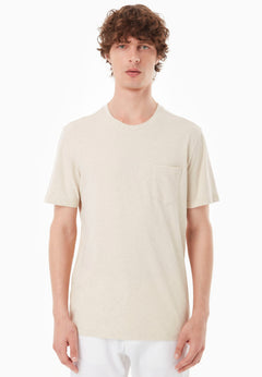 Heren Linnenmix T-shirt Naturel