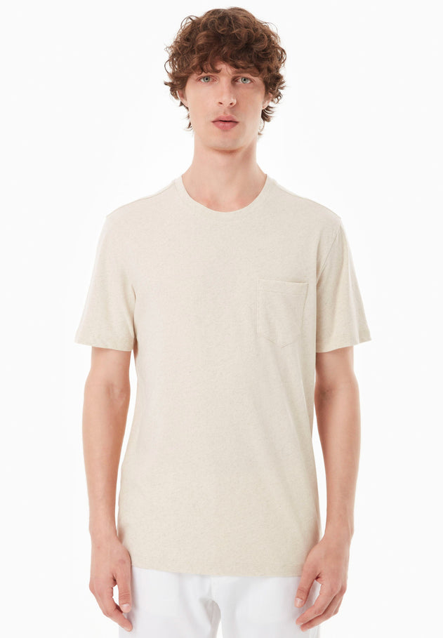 Heren Linnenmix T-shirt Naturel