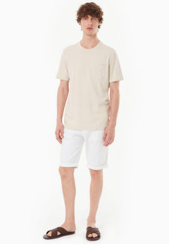 Heren Linnenmix T-shirt Naturel