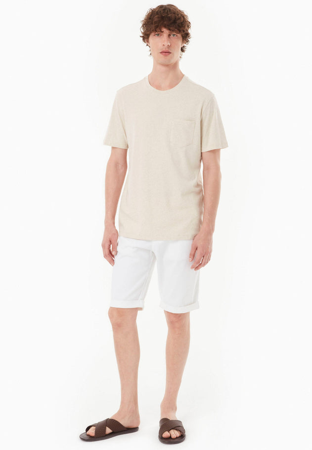 Heren Linnenmix T-shirt Naturel