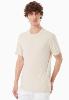 Heren Linnenmix T-shirt Naturel