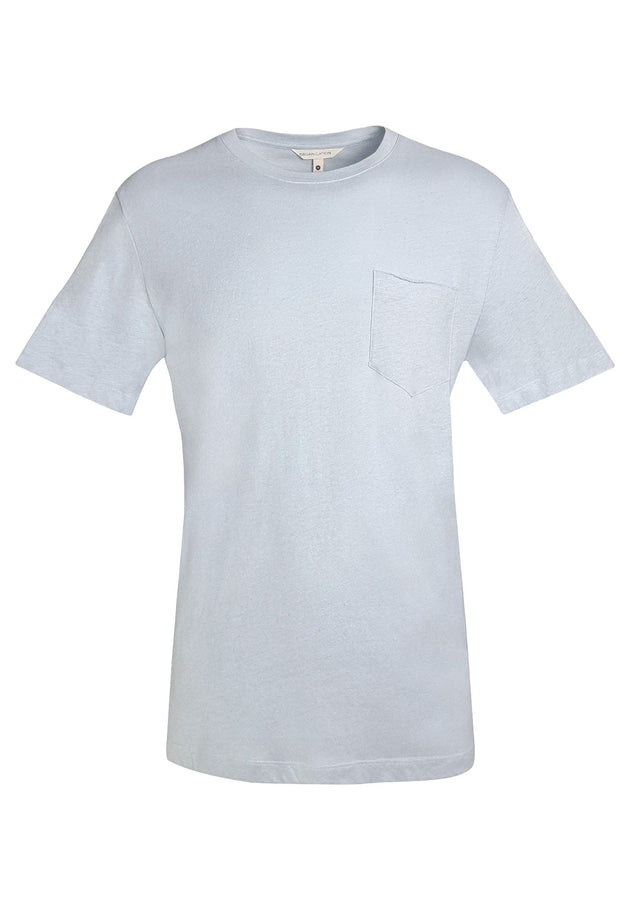 Heren Linnenmix T-shirt Niagara Blue